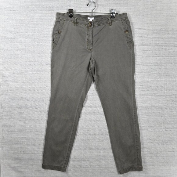 J.Jill Soft Lightweight Tencel Stretch Light Green Chino Khaki Cargo Pants Sz 14 - Picture 1 of 16